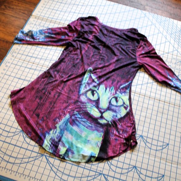 Simply Aster Abstract Cat Lady Dress Small NWOT - Picture 9 of 9